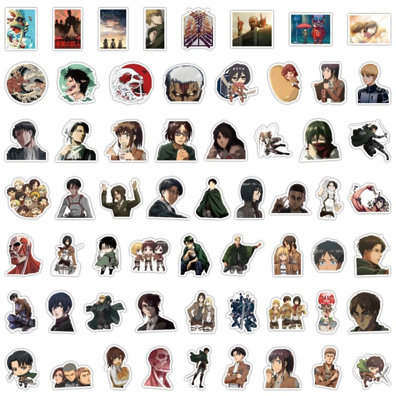 Phone Cases Aesthetic - 60 szt. Naklejek Anime Atak Tytanów,